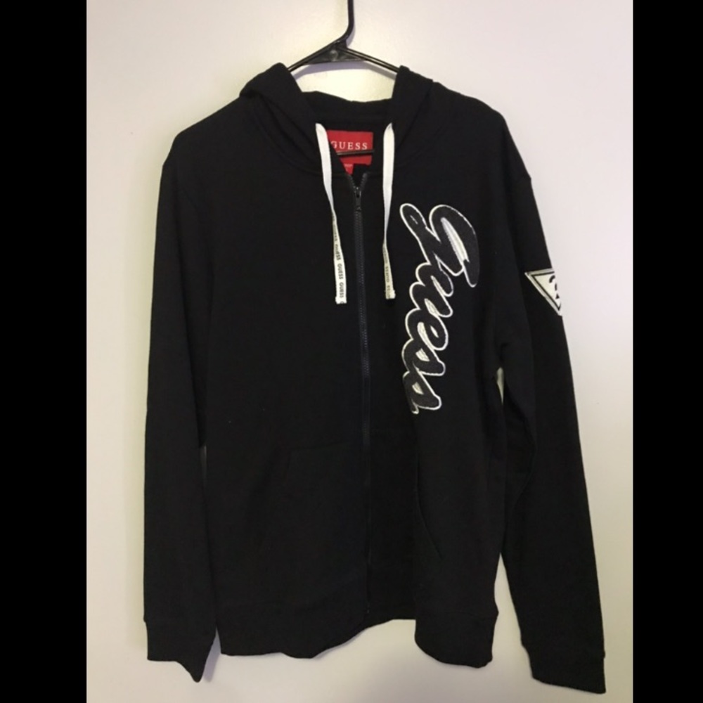 Guess black zip up sweater
